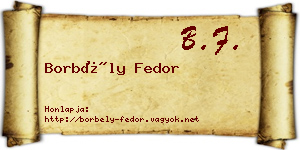 Borbély Fedor névjegykártya